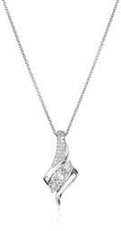 Sterling Silver Diamond 3 Stone Pendant Necklace (1/4 cttw), 18