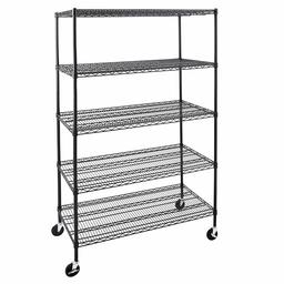 AmazonCommercial Heavy-Duty 5-Tier Steel Wire Shelving with Optional Wheels, NSF Certified, 48