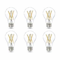 AmazonBasics Dimmbare CEC-konform, A19 LED-Leuchtmittel 6-Pack Clear, Daylight