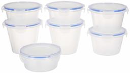 Amazon Brand - Solimo Plastic Kitchen Storage Container Set, 7-Pieces, Blue