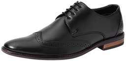 Amazon Brand - Symbol Men's Black Formal Derby Shoes with Wing Tip