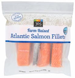 365 Everyday Value, Farm-Raised Seafood Value Pack, Atlantic Salmon Fillets, 32 Ounce (Frozen)