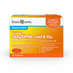 Amazon Basic Care Daytime Cold & Flu Liquid Caps; Cold Care for Daytime Cold and Flu, 48 Count