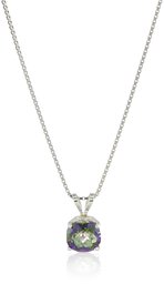 Sterling Silver Cushion-Cut Checkerboard Mystic Topaz Pendant Necklace (6mm)