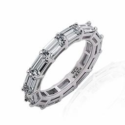 [Find] Amazon Collection Rhodium Plated Sterling Silver Clear Emerald kattokyu-bikkuzirukoniaeta-nitexi-ringu, Size 9 