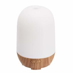 AmazonBasics 100ml Ultrasonic Aromatherapy Essential Oil Diffuser, Classic Wood Grain Finish Base, with 7-Colour Night Light