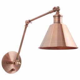 Amazon Brand – Stone & Beam Modern Plug In Task Flush Mount Wall Sconce Fixture With Light Bulb - 7.5 x 19 x 12.5 Inches, Bronze