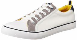 Amazon Brand - House & Shields Men's White/Grey Canvas Sneakers-10 UK (44 EU) (11 US) (AZ-HS-010)