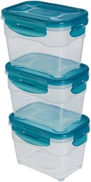 AmazonBasics Airtight Food Storage Containers Set, 3 x 1.0 Liter