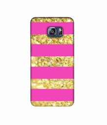 Amazon Brand - Solimo Designer Golden Stripes 3D Printed Hard Back Case Mobile Cover for Samsung Galaxy S6 Edge Plus