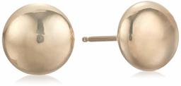 Women's 14Kt Flat Ball Stud Earrings 6mm With Silicone Covered Pushbacks, Gold, One Size