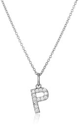 Amazon CollectionPlatinum Plated Sterling Silver Swarovski Zirconia Initial