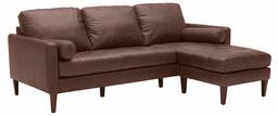 Amazon Brand – Rivet Aiden Mid-Century Leather Sectional with Tapered Wood Legs, 86