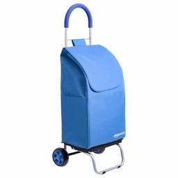 AmazonBasics Folding Shopping Cart Converts into Dolly, 36 inch Handle Height, Blue