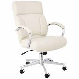 AmazonBasics Modern LeatherSoft Executive Chair, 300lbs Capacity with Oversized Seat Cushion, Ivory