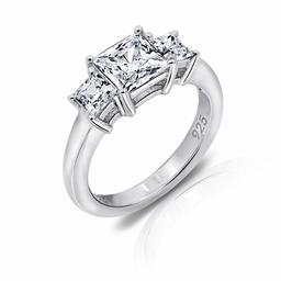 [Find] Amazon Collection Platinum Plated Sterling Silver kuriapurinsesukattokyu-bikkuzirukonia 3 Stone Ring, Size 9 