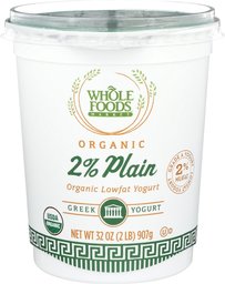 WHOLE FOODS MARKET Organic Plain Lowfat Greek Yogurt, 32 OZ