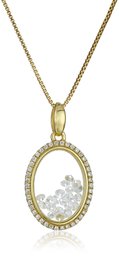 [Find] Amazon Collection Sterling Silver Gold Plated Floating Cubic Zirconia Oval Pendant Necklace