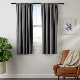 AmazonBasics Room Darkening Blackout Window Curtains with Tie Backs Set, 52