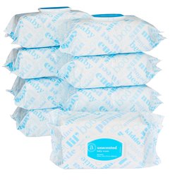 Amazon Elements Baby Wipes, Unscented, 720 Count, Flip-Top Packs