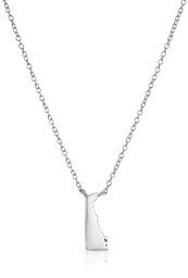 Sterling Silver Stationed Mini State Delaware Pendant Necklace, 16