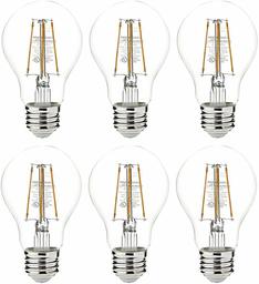 AmazonBasics 25 Watt Equivalent, Clear, Non-Dimmable, A19 LED Light Bulb | 6-Pack (Renewed)