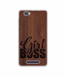 Amazon Brand - Solimo Designer Girl Boss On Wood UV Printed Soft Back Case Mobile Cover for Lava A72