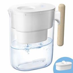 Waterdrop Chubby 10-Cup Water Filter Pitcher, Long-Lasting (300 gallons), 5X Times Lifetime Filtration Jug, Reduces Lead, Fluoride, Chlorine and More, BPA Free, White