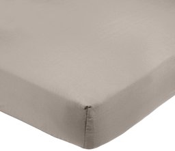 AmazonBasics 400TC Cotton Sateen Wrinkle Free Fitted Sheet Grey 160 x 200 x 30 cm