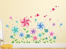 Amazon Brand - Solimo Wall Sticker for Living Room (Garden of Pinwheels, Ideal Size on Wall, 91 cm x 60 cm)