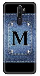 Amazon Brand - Solimo Designer Button Jeans Alphabet-M 3D Printed Hard Back Case Mobile Cover for Oppo A9 (2020)