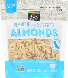 365 Everyday Value, Almonds, Blanched & Slivered, 8 oz