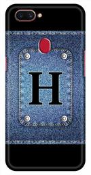 Amazon Brand - Solimo Designer Button Jeans Alphabet-H 3D Printed Hard Back Case Mobile Cover for Oppo F9