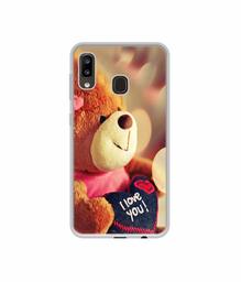 Amazon Brand - Solimo Designer Teddy Bear UV Printed Soft Back Case Mobile Cover for Samsung Galaxy A20