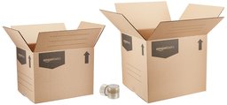 AmazonBasics Moving Boxes, Value Pack, 30 Moving Boxes & 3 Packing Tape Rolls