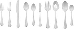 AmazonBasics 45-Piece Stainless Steel Flatware Silverware Set with Scalloped Edge, Service for 8