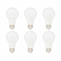 AmazonBasics 75W Equivalent, Daylight, Non-Dimmable, 10,000 Hour Lifetime, A19 LED Light Bulb | 6-Pack