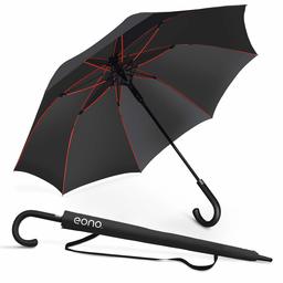 Eono Umbrella, Men's, Women's, One-Touch Umbrella, Durable, Water Repellent, Wind Resistant, Teflon Treatment, 210T High Strength Fiberglass, Lightweight, Large, 51.2 inches (130 cm), Rainy Season, Rain or Shine, Storage Pouch Included - blk