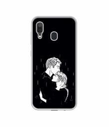 Amazon Brand - Solimo Designer Couples Standing in Rain UV Printed Soft Back Case Mobile Cover for Samsung Galaxy A30