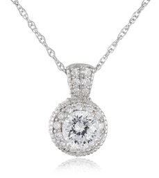 An AJC Collection (An AJC Collection) Silver 925 (Platinum coating) 2.8 CT Cubic Zirconia Antique Necklace ba984833hpp – 9r62 