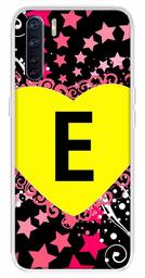 Amazon Brand - Solimo Designer Multicolor Heart Pattern Alphabet-E Printed Soft Back Case Mobile Cover for Oppo F15