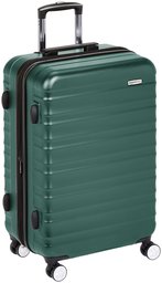 Amazon Basics Suitcase Carrying Case with Extended Capacity with Built-In TSA Lock Premium Hardside - green