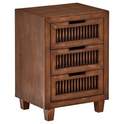 Amazon Brand – Stone & Beam Cabernet Slatted 3-Drawer Side End Table Nightstand, 18.9