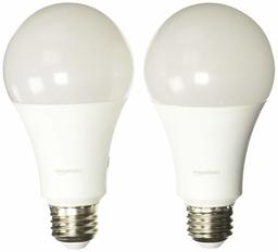 AmazonBasics 100 Watt Equivalent, Soft White, Non-Dimmable, A21 LED Light Bulb - 2-Pack (Renewed)