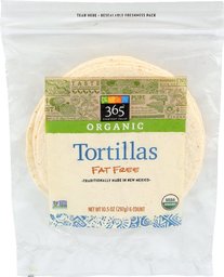 365 Everyday Value, Organic Fat-Free Flour Tortillas, Unbleached, 10.5 Ounce