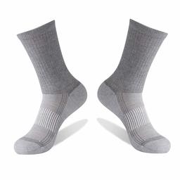 Dsource Unisex Copper Athletic Cushion Crew Socks for Hiking Travel 1 Pair Light Gray Large