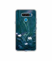 Amazon Brand - Solimo Designer White Flower UV Printed Soft Back Case Mobile Cover for LG Q60