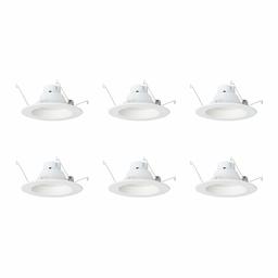 AmazonCommercial 75 Watt Equivalent, 5/6-Inch Recessed Downlight, Dimmable, CEC Compliant, Energy Star, Round LED Light Bulb | Daylight, 6-Pack