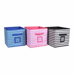 Amazon Brand - Solimo Printed Fabric Storage Box, Medium, Set of 3, Multicolor