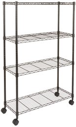 AmazonBasics 4-Shelf Shelving Unit on Wheels - Black